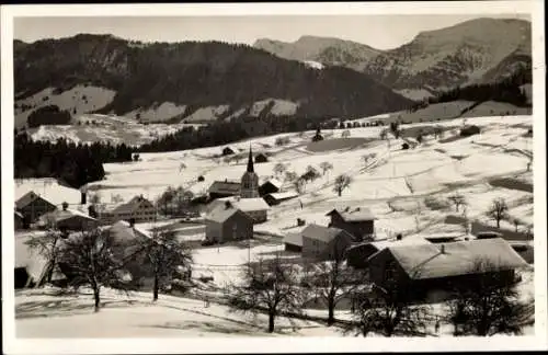 Ak Steibis Oberstaufen im Allgäu, Winteransicht mit Rindalphorn und Hochgrat