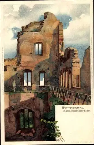 Künstler Litho Mutter, K., Baden Baden am Schwarzwald, Rittersaal im alten Schloss, Ruine