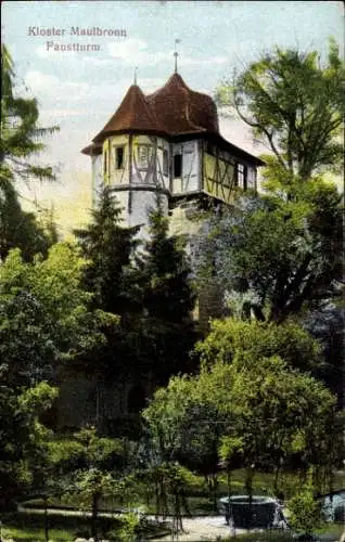 Ak Maulbronn im Schwarzwald, Kloster Maulbronn, Faustturm