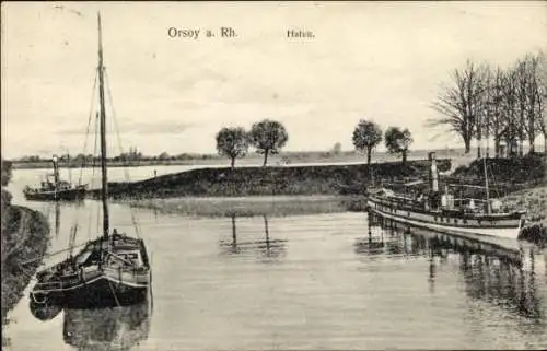 Ak Orsoy Rheinberg am Niederrhein, Hafen