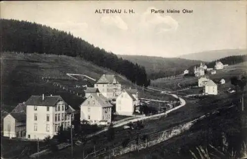 Ak Altenau Clausthal Zellerfeld im Oberharz, Teilansicht, kleine Oker