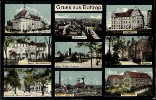 Ak Bottrop im Ruhrgebiet, Amtsgericht, Marienhospital, Zeche Prosper VI, Gymnasium, Amtshaus