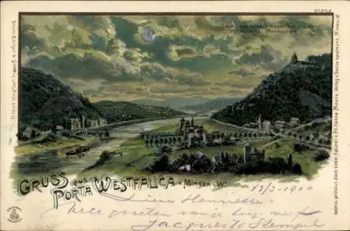 Mondschein Litho Porta Westfalica, Panorama