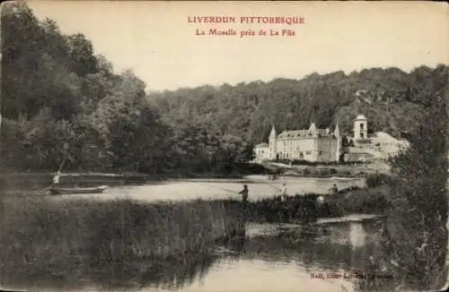 Ak Liverdun Meurthe et Moselle, La Moselle pres de la Flie