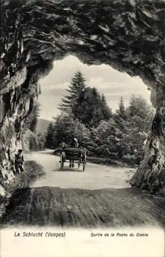 Ak Col de la Schlucht Vosges, Sortie de la Roche du Diable