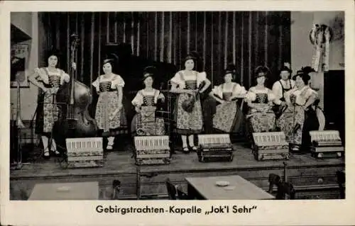 Ak Gebirgstrachten Kapelle Jok'l Sehr, Musikinstrumente