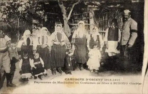 Ak-Ostfeldzug 1914-1917, Bäuerinnen Mazedoniens in Feiertagskostümen in Bukovo