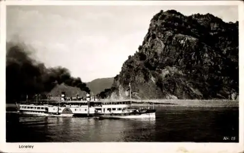 Ak Sankt Goarshausen am Rhein, Loreley, Dampfer Kaiser Wilhelm