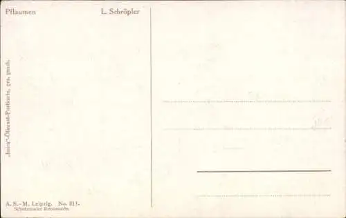 Künstler Ak Schröpler, L., Pflaumen, Früchte, Korb