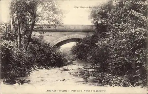 Ak Arches Vosges, Pont de la Niche a la papeterie