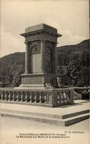 Ak Saulxures sur Moselotte Lothringen Vosges, Kriegerdenkmal