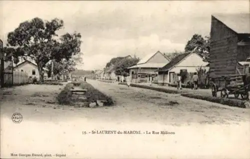 Ak St. Laurent du Maroni Französisch Guayana, La Rue Mélinon