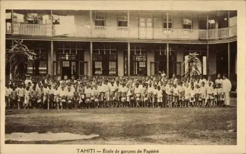 Ak Papeete Tahiti Ozeanien, Knabenschule