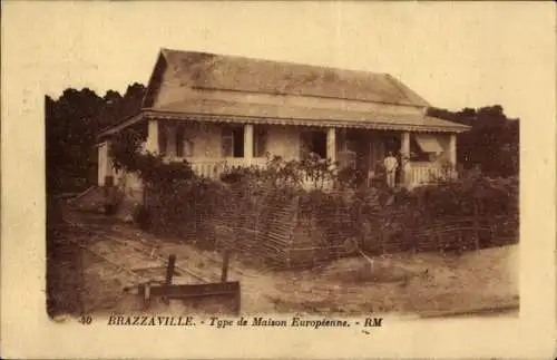 Ak Brazzaville Französisch Kongo, Type de Maison Europeenne