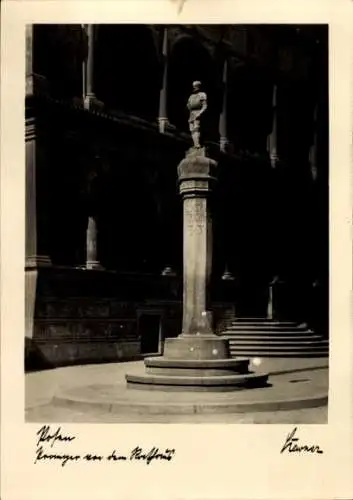 Ak Poznań Posen, Pranger vor dem Rathaus