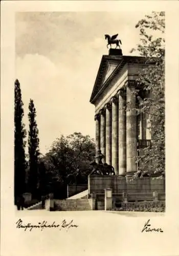 Foto Ak Poznań Posen, Partie am Stadttheater, Statuen, Treppen