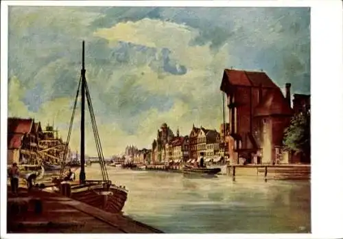 Künstler Ak Dannot, Paul B., Gdańsk Danzig, Langebrücke, Krantor