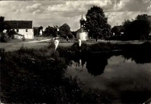 Ak Nová Ves Vysoká Malá Morava Neudorf in Nordmähren, See, Kapelle