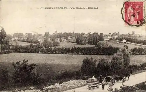 Ak Chargey-les-Gray Haute Saône, Panorama, Cote Sud, Kutsche