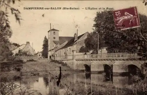 Ak Dampierre sur Salon Haute Saône, Kirche, Brücke