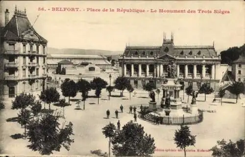 Ak Belfort Beffert Beffort Territoire de Belfort, Place de la Republique, Monument des Trois Sieges