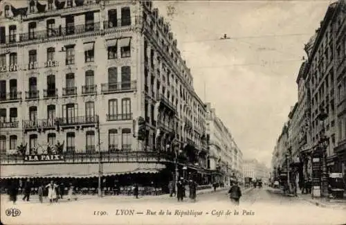 Ak Lyon Rhône, Rue de la République, Café de la Paix