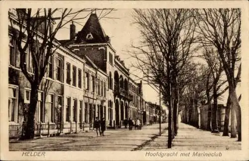 Ak Den Helder Nordholland Niederlande, Hoofdgracht mit Marine Club