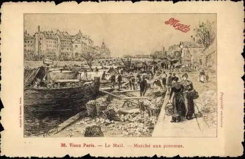 Künstler Ak Paris, Le Mail, Marche aux pomme, Reklame, Maggi