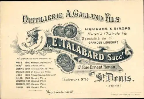Ak Reklame, Distillerie A.Galland Fils, Liköre und Sirupe
