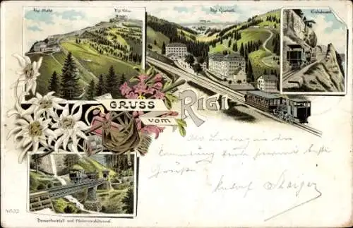 Litho Rigi Kulm Kanton Schwyz, Rigi-Staffel, Rigi Klösterli, Rigi-Bahn