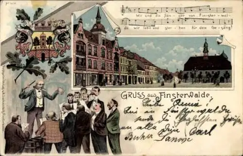 Lied Wappen Litho Finsterwalde in der Niederlausitz, Sänger von Finsterwalde, Marktplatz, Rathaus