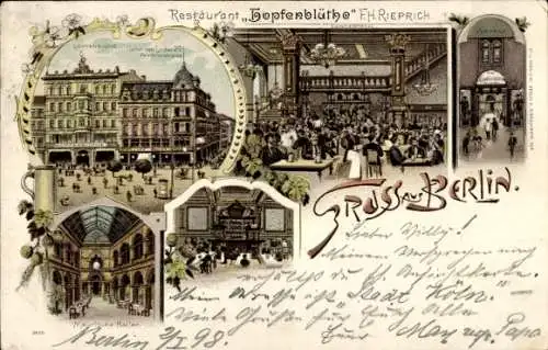 Litho Berlin Mitte, Restaurant Hopfenblüthe, Unter den Linden, Maurische Hallen