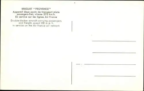 Ak Breguet Provence, Französisches Passagierflugzeug, Air France
