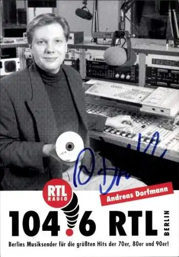 Ak Schauspieler Andreas Dorfmann, Portrait, Autogramm, RTL Radio