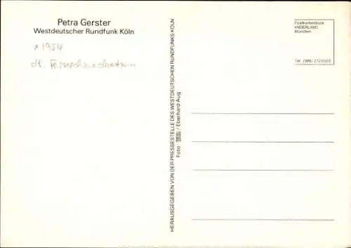 Ak Schauspielerin Petra Gerster, Portrait, Autogramm