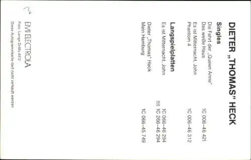 Ak Schauspieler und Sänger und Moderator Dieter Thomas Heck, Portrait, Autogramm