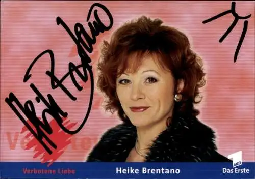 Ak Schauspielerin Heike Brentano, Portrait, Autogramm, ARD, Serie Verbotene Liebe