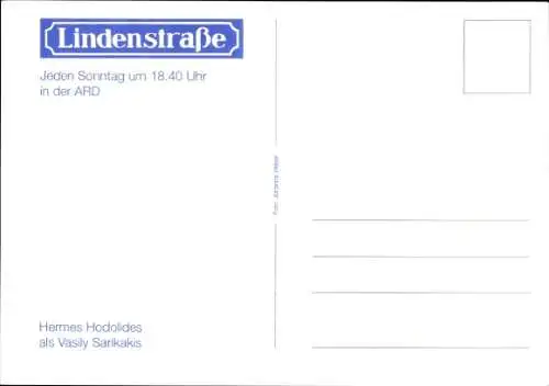 Ak Schauspieler Hermes Hodolides, Portrait, Autogramm, ARD, Serie Lindenstraße, als V. Sarikakis