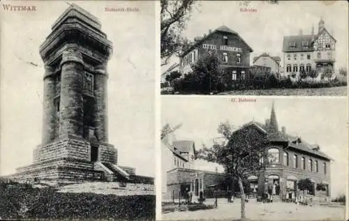 Ak Wittmar in Niedersachsen, Bismarcksäule, Schulen, Gasthaus O. Behrens