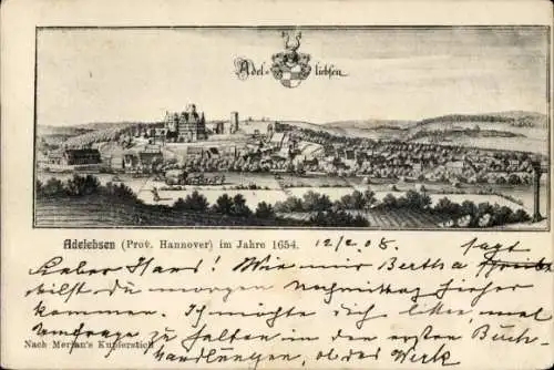 Künstler Ak Merian, Adelebsen am Solling, Gesamtansicht, Jahr 1654