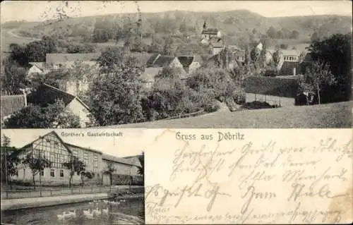 Ak Döbritz bei Pößneck, Gesamtansicht, Günther's Gastwirtschaft