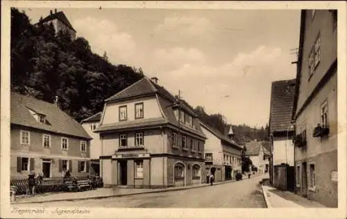 Ak Ziegenrück an der Saale Thüringen, Jugendheim, Straßenpartie