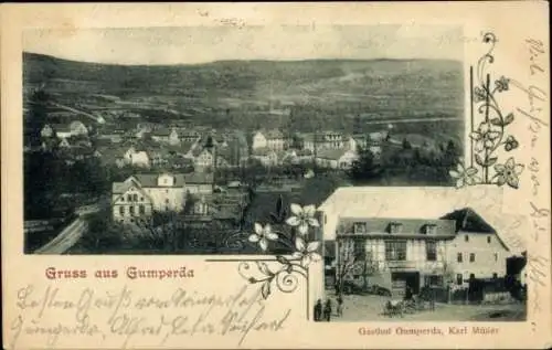 Ak Gumperda in Thüringen, Gesamtansicht, Gasthof Gumperda