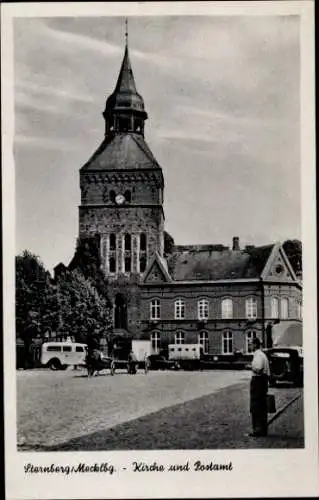 Ak Sternberg in Mecklenburg, Kirche, Postamt