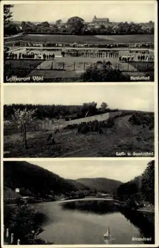 Ak Vöhl am Edersee Hessen, Henkelbad, Luft- und Sonnenbad, Strandbad