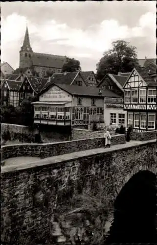 Ak Kettwig Essen im Ruhrgebiet, Brücke, Café, Kirche