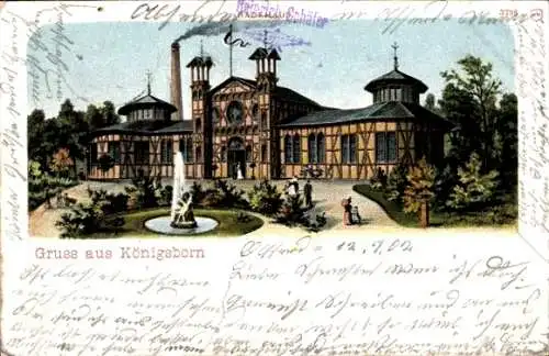 Litho Königsborn Unna im Ruhrgebiet, Badehaus