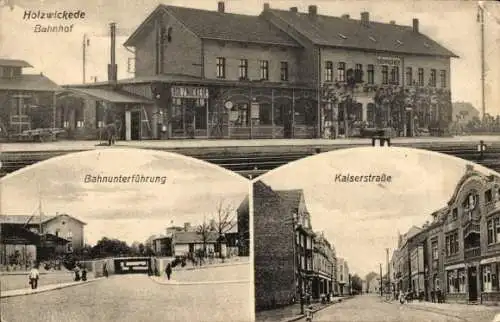 Ak Holzwickede im Ruhrgebiet, Bahnhof, Gleisseite, Bahnunterführung, Kaiserstraße