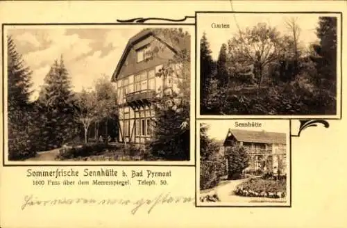 Ak Bad Pyrmont in Niedersachsen, Sennhütte, Garten