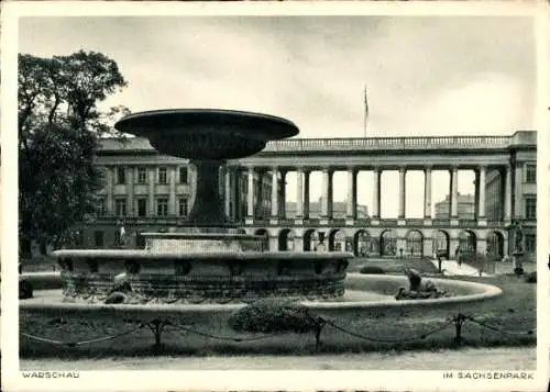 Ak Warszawa Warschau Polen, Partie im Sachsenpark, Brunnen